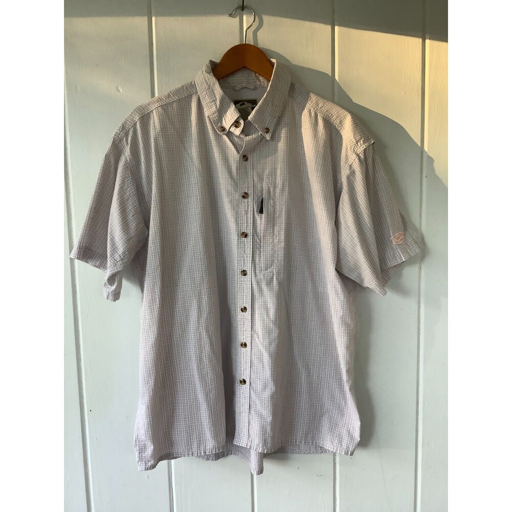 Drake Waterfowl Systems Plaid Short Sleeve Shirt L Fishing Gear Vented Outdoorsy